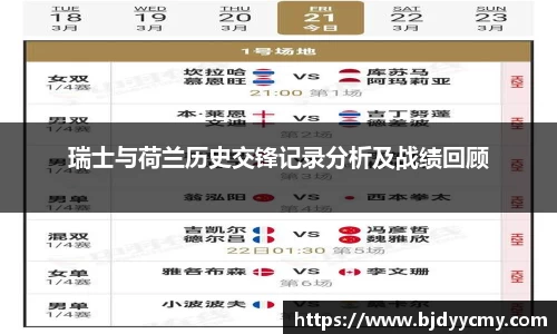 瑞士与荷兰历史交锋记录分析及战绩回顾